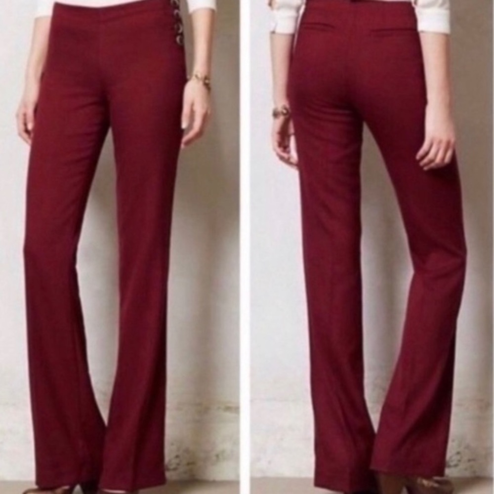 Elevenses Anthro Brighton burgundy wide leg pants
